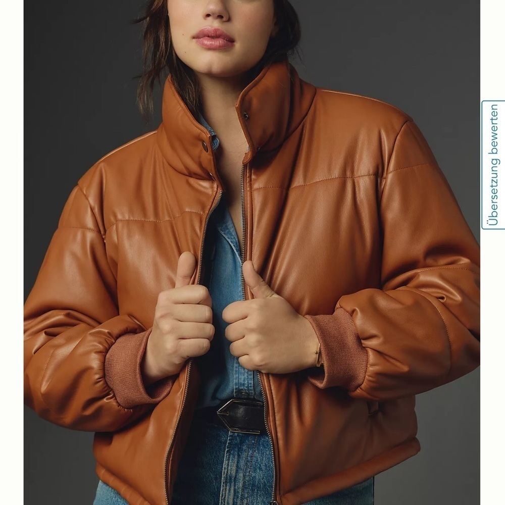 Anthropologie Brown Faux Leather Jacket - Picture 3 of 7